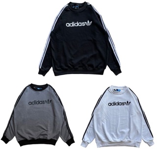 Adidas เสื้อกันหนาว คอกลม สีดํา สีขาว