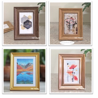 กรอบรูปวินเทจ ใส่รูปภาพขนาด 4x6", 5x7", 6x8", A5(14.8x21cm)^^พร้อมกระจกใสด้านหน้า+พร้อมหูแขวน+ขาตั้ง