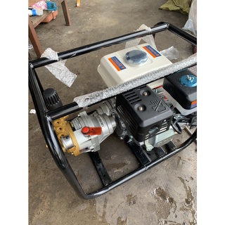ชุดเครื่องพ่นยาสามสูบชนเครื่อง7.5 แรงม้าชนปั๊มพ่นยา6หุน Jaguar แรงดัน 40 Bar ***ไม่ต้องใช้สายพานและมู่เล่ย์** ปั๊มพ่นยา6
