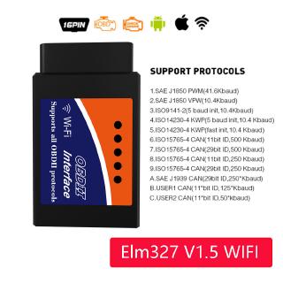 อุปกรณ์เสริมในรถยนต์ obd2 wifi elm327 v1.5 obd2 บลูทู ธ สแกนเนอร์รถยนต์เครื่องมือวิเคราะห์รหัสอ่านสำหรับ android / ios