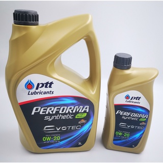 PTT PERFORMA SYNTHETIC ECO CAR 0w-20 ขนาด4ลิตร (3+1 ลิตร) สังเคราะห์ แท้ 100% สำหรับรถยนต์อีโคคาร์ เครื่องเบ็นซิน