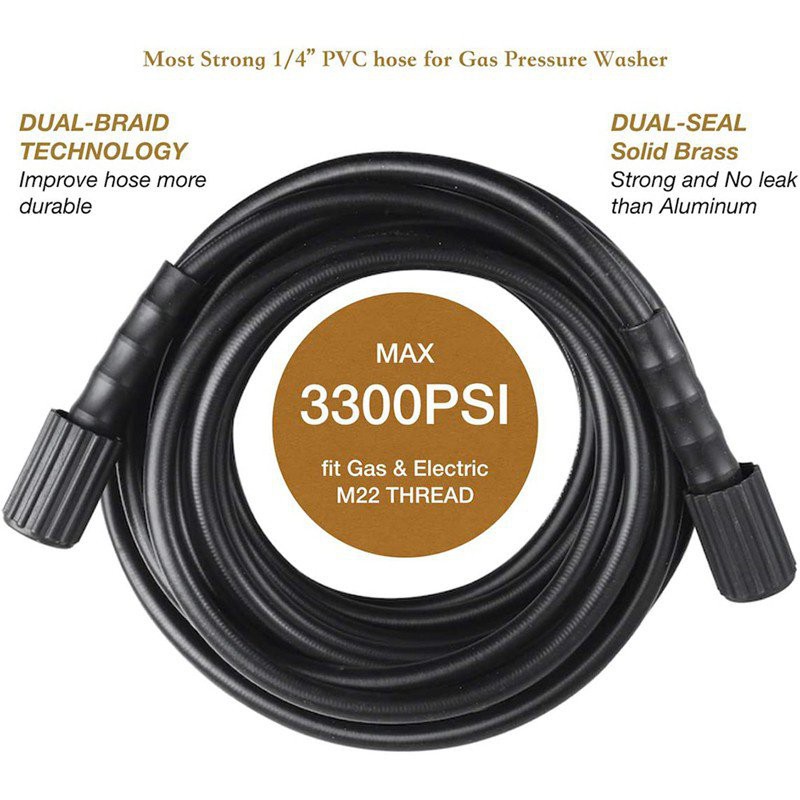 {new}202150 FTX 1/4 Inch,Pressure Washer Hose 3300 PSI, M22 14mm and
