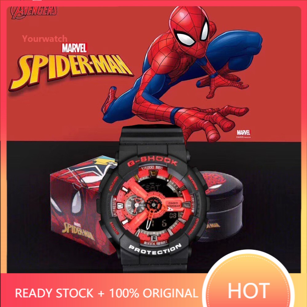 C;asio G;Shock GA 110GB Avengers Series Spiderman Round นาฬิกาสปอร์ตผู้ชาย jh026