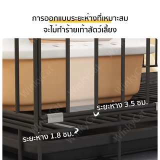 Winky Wink กรงแมว 2 ชั้น 😸 กรงแมวพับได้ กรงแมวสองชั้น กรงสัตว์เลี้ยง มีถาดรองฉี่ คอกแมว มีล้อ