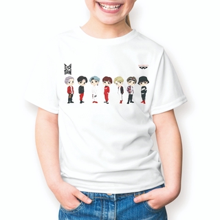 เสื้อยืด Tiny Tan Boys&amp;Girls Fashion T Shirt Childrens Tees Bts Tops Semi-sleeve Casual Wear White Baju Kanak Hip Hop