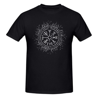 เสื้อยืดแขนสั้น ผ้าฝ้าย พิมพ์ลาย Viking Runes พลัสไซซ์ สําหรับผู้ชาย