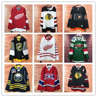 เสื้อกีฬาแขนยาว แบบสวมหัว ลาย Nhl Jersey Hockey Jersey สไตล์ฮิปฮอป