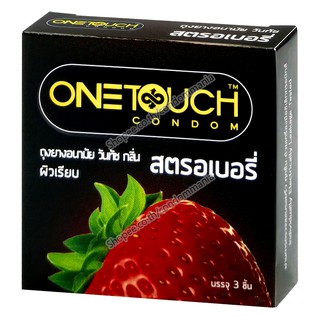 ถุงยางอนามัย OneTouch Strawberry วันทัช กลิ่นสตรอเบอร์รี่ 1 กล่อง (3 ชิ้น)