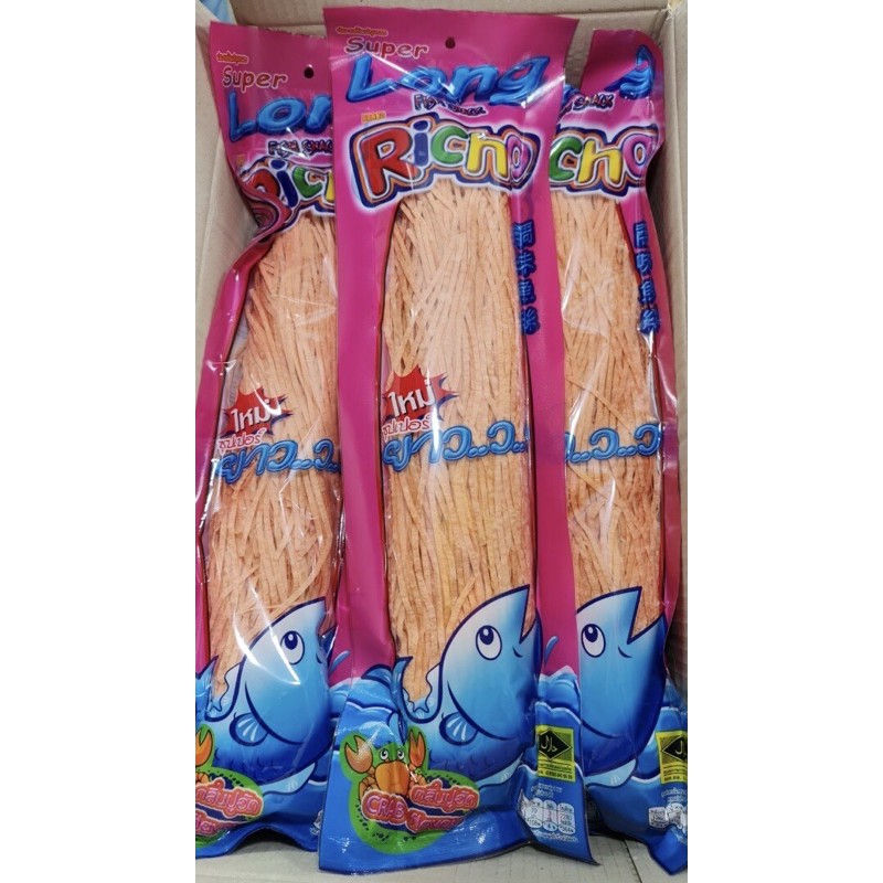 ปลาเส้นทาโร่เส้นยาวRicho รสปูอัด/บาร์บีคิว น้ำหนัก380กรัม(1ถุง) (PPSQUID)