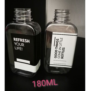 ขวด PET​แบนเรียบ 180มล (FT180ml)​150ใบ(ไม่สามารถคละสีฝาได้)​