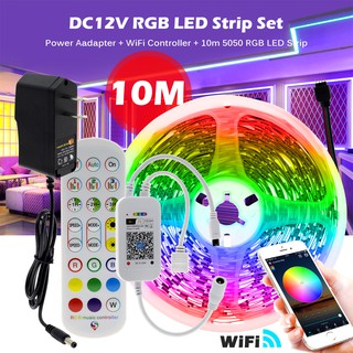 ม้วนเทปไฟ Led Rgb Wifi บลูทูธ Dc12V 10 ม . พร้อมอะแดปเตอร์พาวเวอร์