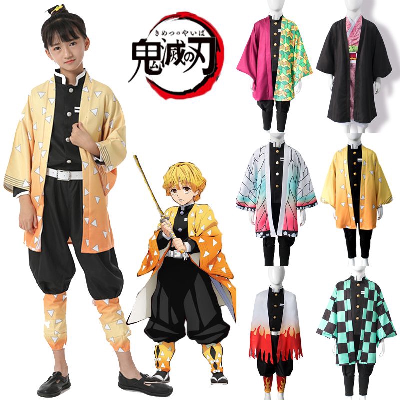 Demon Slayer Kamado Nezuko Cosplay Kids Costume Girls Japanese Kimono