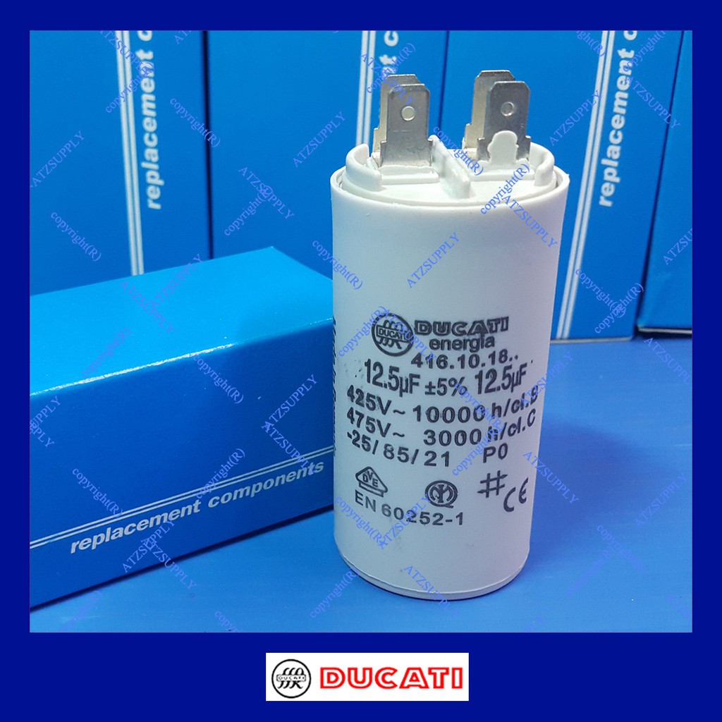 ATZshoponline แท้ 💯% DUCATI 12.5 uf ขั้ว 425 475 V CAP capacitor คาปา คาปาซิเตอร์ แคป ดูคาติ รัน กลม