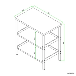 MESTER รุ่น SH8086-1 โต๊ะอเนกประสงค์ 3 ชั้นวาง สเตนเลส สตีล AISI 201 ขนาด 80 x 50 x 86 ซม.(สินค้าต้องประกอบ)