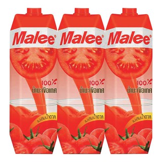 มาลี น้ำมะเขือเทศ 100% ขนาด 1000 มิลลิลิตร แพ็ค x 3 กล่อง Malee 100% Tomato Juice Size 1000 ml. Pack x 3 boxes