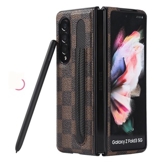 เคสโทรศัพท์มือถือ PC กันกระแทก พร้อมช่องใส่ปากกา สําหรับ Samsung Galaxy Z Fold 3