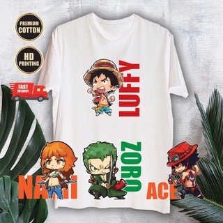 แขนสั้นcrew neckเสื้อยืดลําลอง ผ้าฝ้าย แขนสั้น พิมพ์ลายการ์ตูนวันพีช LUFFY COMIC CUTE CAL GRAPHIC BLACK S สําหรับผู้ชาย