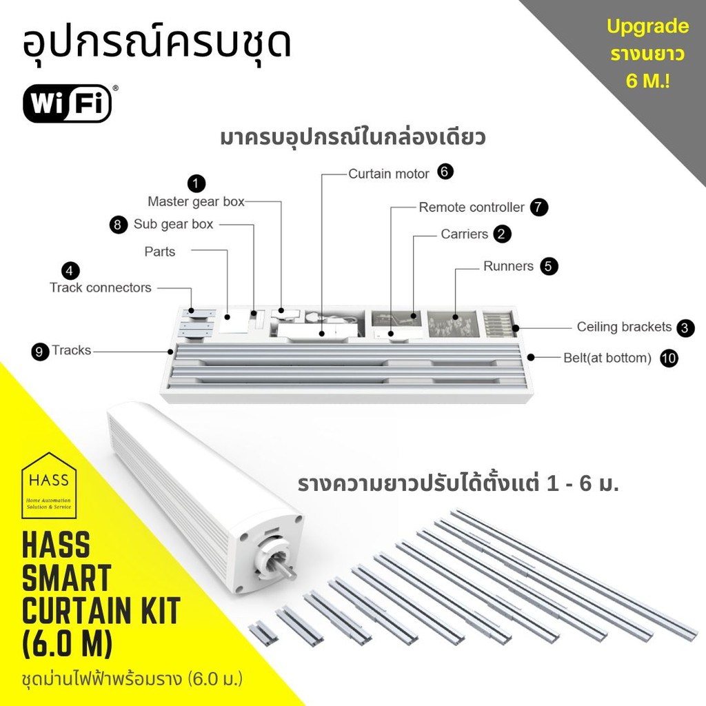 ชุดม่านไฟฟ้าพร้อมราง HASS (6 m.) - HASS Smart Curtain Kit (6 m.) O2Rm