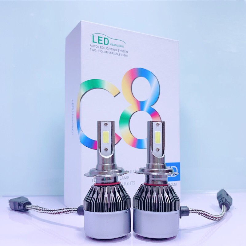 ไฟหน้ารถยนต์ C8 LED แสงสีขาว H1 H3 H4 H7 H11 9005 9006 72W 6000K 1คู่