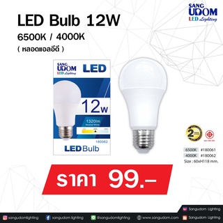 หลอด LED BULB 12W E27 มี 2 เเสงให้เลือก 6500/4000K รับประกัน 1 ปี