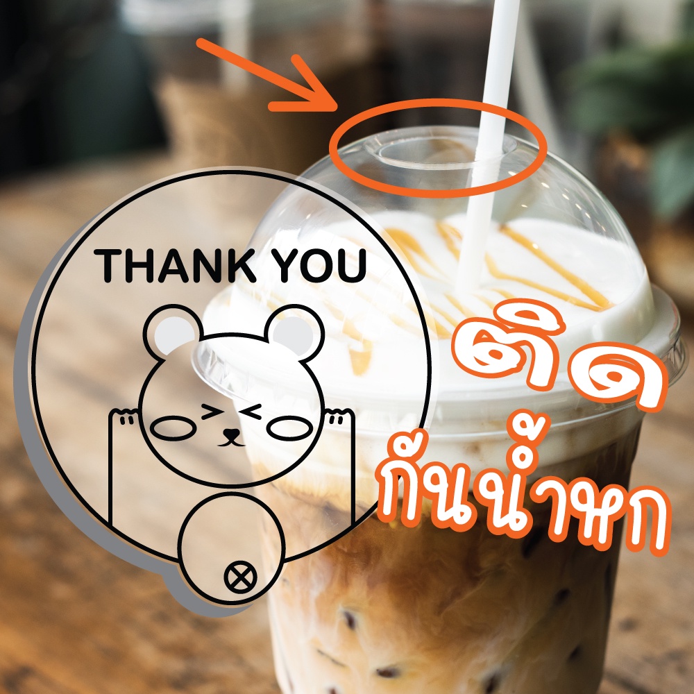สติ๊กเกอร์ปิดฝาแก้ว 25 ,31 ,35 mm สีใส ติดฝาแก้ว กันน้ำหก | PP / A4 |