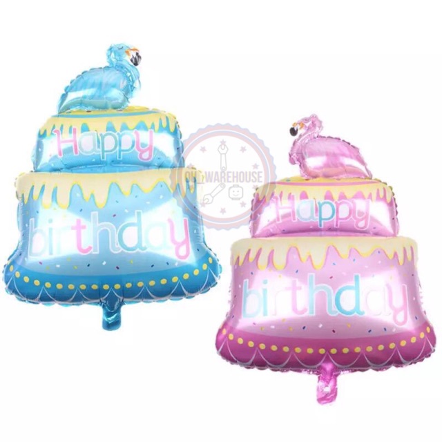 ลูกโป่งเค้กฟลามิงโก้ - เค้กฟลามิงโก้ ลูกโป่ง HBD - ลูกโป่งเค้กฟอยล์ HBD - ลูกโป่งนกวันเกิด