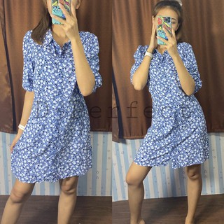 Shirt dress  เดรสสั้นปลายแขนจั๊ม เนื้อผ้าคอตต้อน ผ้าไม่ยืด แต่งกระดุมด้านหน้า ใส่สวย สบายๆผ้าไม่ร้อน