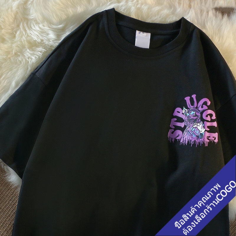 เสื้อคู่รักชายหญิงน่ารัก oversize เสื้อผ้าวัยรุ่นแฟชั่นเกาหลี เสื้อโอเวอร์ไซต์แขนสั้นสีขาว แนวสตรีทลายวินเทจ ฮิปฮอป XXL - รูปที่ 7