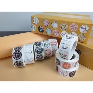 สติ๊กเกอร์ขอบคุณ (Thank you Sticker) สติ๊กเกอร์สำเร็จรูป ติดกล่อง ฉลากสินค้า ถุงขนม 500 ดวง/ม้วน