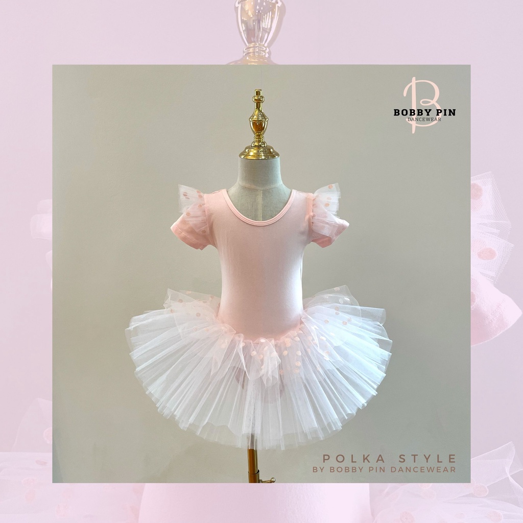 ชุดบัลเล่ต์เด็กลายจุด Polka Style (cotton pink) ...พร้อมส่ง!
