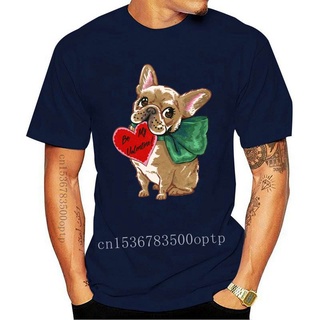 เสื้อยืดแขนสั้นลําลอง ผ้าฝ้าย ลาย Be My Valentine Frenchie สีขาว สําหรับผู้หญิง LGljfn32GKbkdd63