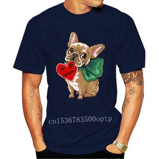 เสื้อยืดพิมพ์ลายแฟชั่น เสื้อยืดแขนสั้นลําลอง ผ้าฝ้าย ลาย Be My Valentine Frenchie สีขาว สําหรับผู้หญิง LGljfn32GKbkdd63