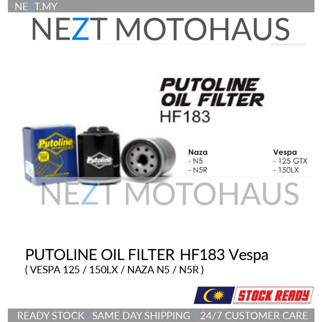 กรองน้ํามันเครื่อง Putoline HF183 Vespa 125 LX150 250 GTS Sprint Naza N5 N5R