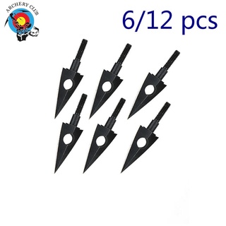 AMEYXGS AMEYXGS 6/12Pcs Keluli Karbon Arrowhead Broadhead untuk Busaran Silang Recurve Bow untuk Aksesori Sukan Luaran