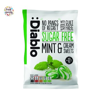 Diablo Sugar Free Mint &amp; Cream Sweets 75g เดียโบล ลูกอมรส มิ้นท์ผสมครีม ไม่มีน้ำตาล 75 กรัม