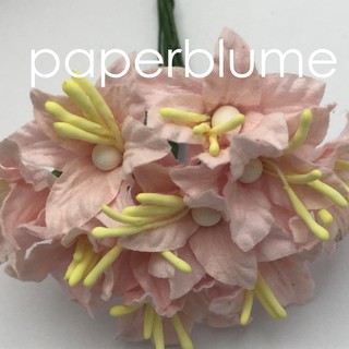 25 mm / 2.5 ซม / 1 นิ้ว ดอกว่านสี่ทิศเล็ก ดอกไม้กระดาษสา งานประดิษฐ์ งานแต่ง Mulberry Paper Flowers 3LY Pink ชมพูอ่อน