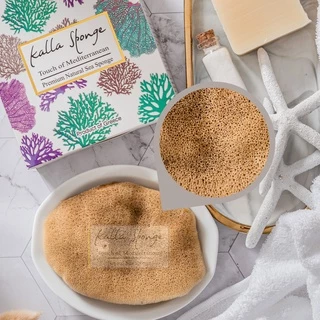 ฟองน้ำธรรมชาติ KALLA SPONGE ชนิด Elephant Ear สีน้ำตาล ฟองน้ำ สำหรับล้างหน้าและอาบน้ำ ทุกเพศทุกวัย