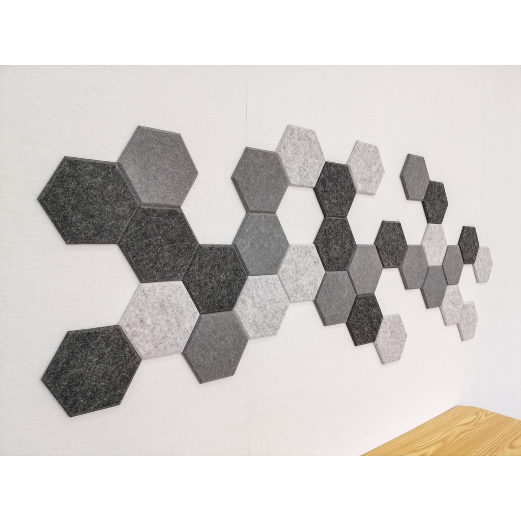 แผ่นอะคูสติก แผ่นซับเสียงตกแต่งผนัง acoustic panel รีไซเคิลจากขวดน้ำ FE-felt รุ่น HEXA-S