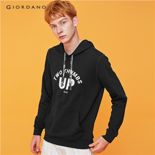 GIORDANO MEN Graphic kanga pocket hoodie 13099706