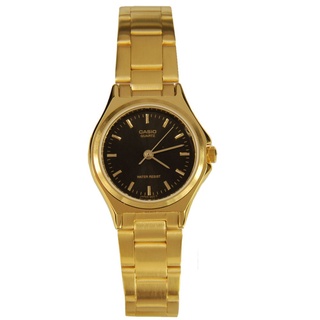 นาฬิกา รุ่น Casio นาฬิกาข้อมือผู้หญิง สายสแตนเลส สีทอง รุ่น LTP-1130N-1A ( Black/Gold )