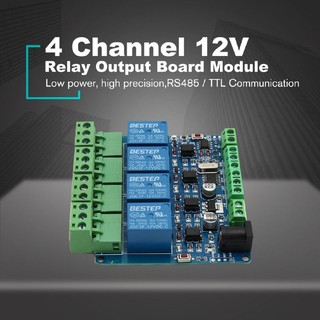 Modbus RTU 4 Channel 12V Relay Output Board Module Switch Input RS485 / TTL