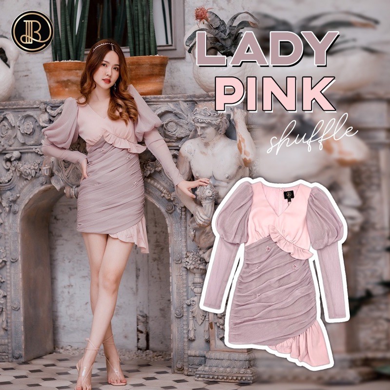 เดรสสั้นสีชมพูม่วง Lady Pink แบรนด์ BLT