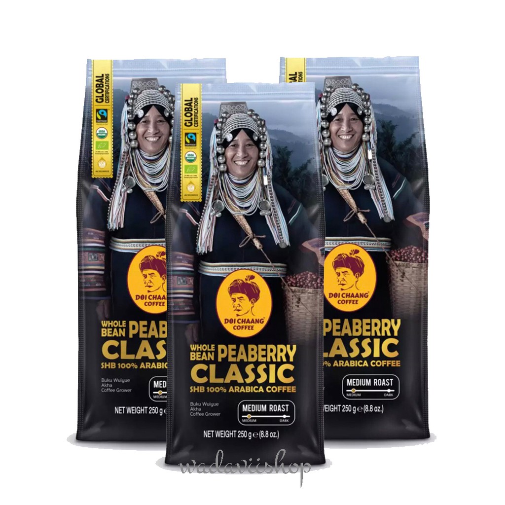 กาแฟดอยช้าง - Peaberry Classic (250 กรัม 3 แพ็ค) : Doi Chaang Coffee คั่วกลาง