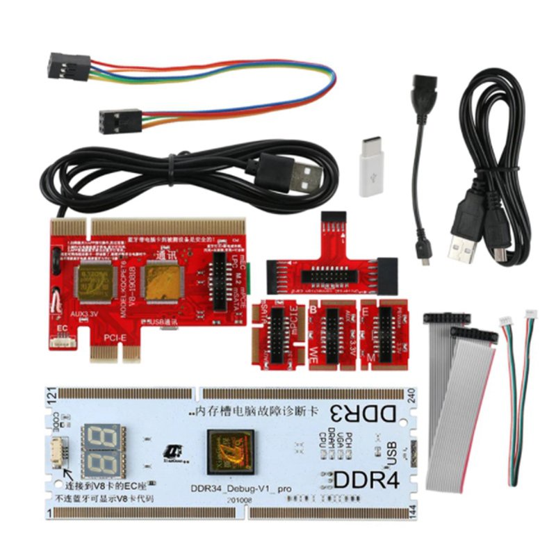 KQCPET6 V8 Computers Mobile Phone Bluetooth Smart Diagnostic Card PCI/PCIE/LPC/Minipci-E/EC USB Tester DDR34 Tester Card