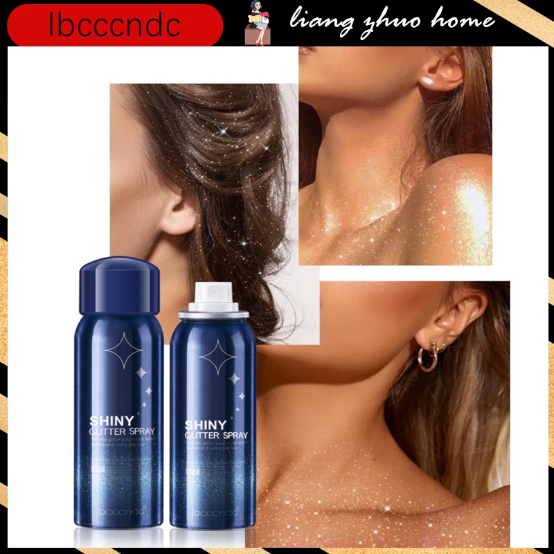Ibcccndc ใหม่ผม Body Glitter สเปรย์ Sparkly Shimmery Glow Face Highlighter ติดทนนาน Holographic Powder สเปรย์สําหรับปาร์ตี้วันที่ 60ml