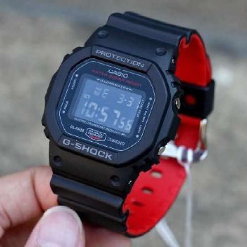 Win Watch Shop นาฬิกา Casio GShock รุ่น DW5600HR1DR นาฬิกาผู้ชายสายเรซิ่น สีดำแดง สุดฮิตประกัน CMG 1
