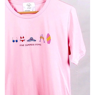 เสื้อยืดสกรีนลายfivesummeritemsสีชมพู