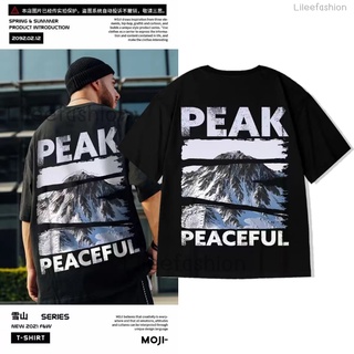 เสื้อยืดคอกลมแฟชั่น เสื้อแฟชั่นสไตล์PEAKเกาหลีใส่ได้ทั้งผู้ชายผู้หญิง ผ้ายืดยุ่นใส่สบาย รหัสTT110