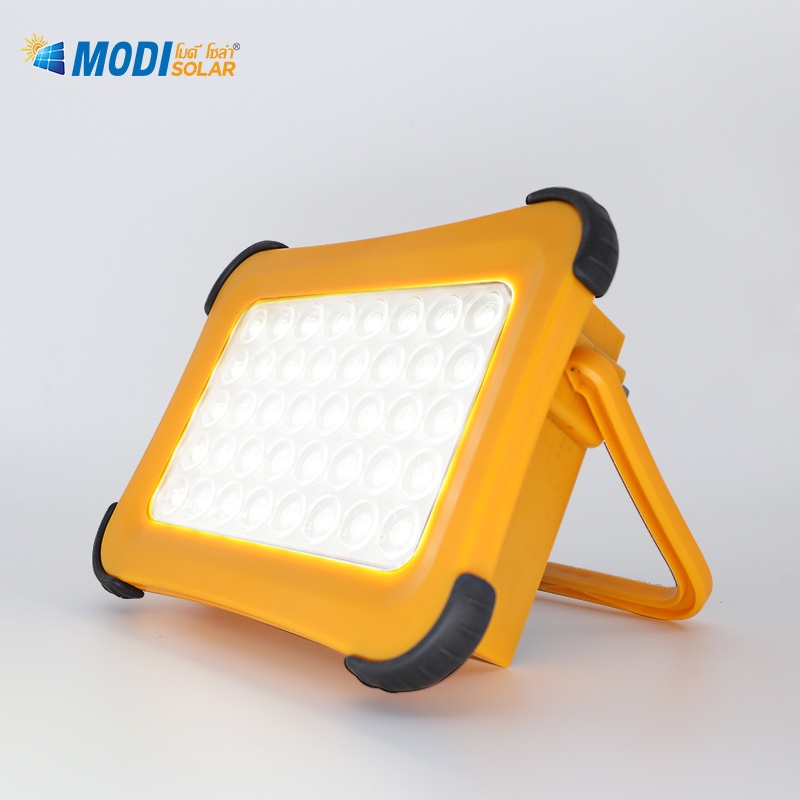 MODIไฟโซล่าเซลล์ไฟสปอตไลท์ 50W 100W แสงขาว Solar Cell ไฟแค้มปิ้ง ใช้พลังงานแสงอาทิตย์ พาวเวอร์แบงค์ ชาร์จUSB ไฟฉุกเฉิน