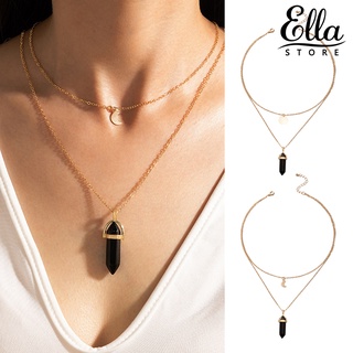 Ellastore123 สร้อยคอสเตนเลส แบบสองชั้น สวยหรู สําหรับผู้หญิง ครบรอบ